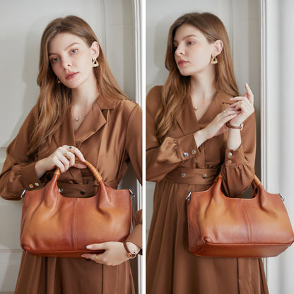 Iswee Leather Satchel Women Purse and Handbag Crossbody Shoulder Bag Hobo | Genuine Cowhide Leather Tote Top Handle Bag Soft & Durable Medium Size Bags with Detachable Multiple Pocketbooks Trendy
