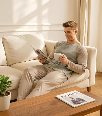 DAVID ARCHY Mens Pajamas Set - Soft Pj Sets for Men Long Sleeve Pajamas Men Cotton Mens Pjs Sets Loungewear with Pockets