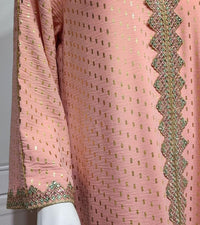 Boedaty Women Summer Muslim Abaya Dress One-Piece Embroidered V Neck Bronzing Kaftan Dress Full Length Party Dress