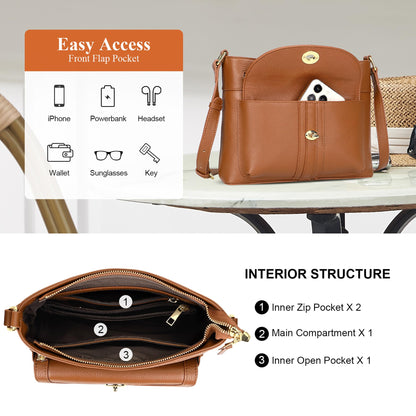 Over Earth Genuine Leather Crossbody Bags for Women Trendy Purses and Ladies Shoulder Handbags