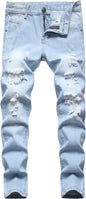 FREDD MARSHALL Boy's Skinny Fit Ripped Destroyed Distressed Fashion Kids Denim Jeans Pants