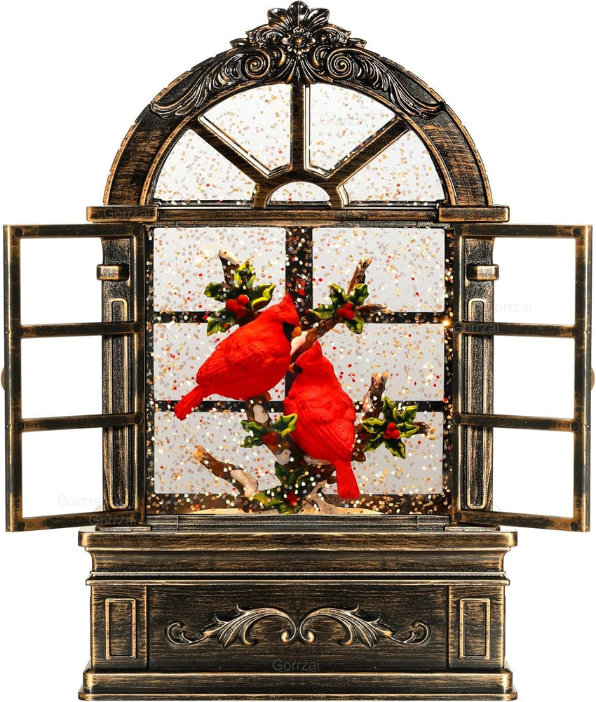 Train Snow Globe Christmas Snow Globe Lantern with Auto 6H Timer and Manual Glitter, Lighted Christmas Decorations Indoor with Santa Claus Reindeer Tree for Home Tabletop, Battery Operated