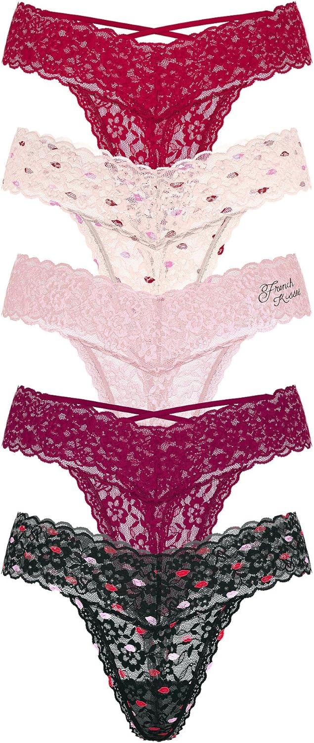 Victoria's Secret Women's Lace Thong Underwear, Panties for Women, Multi Pack (XS-XXL)