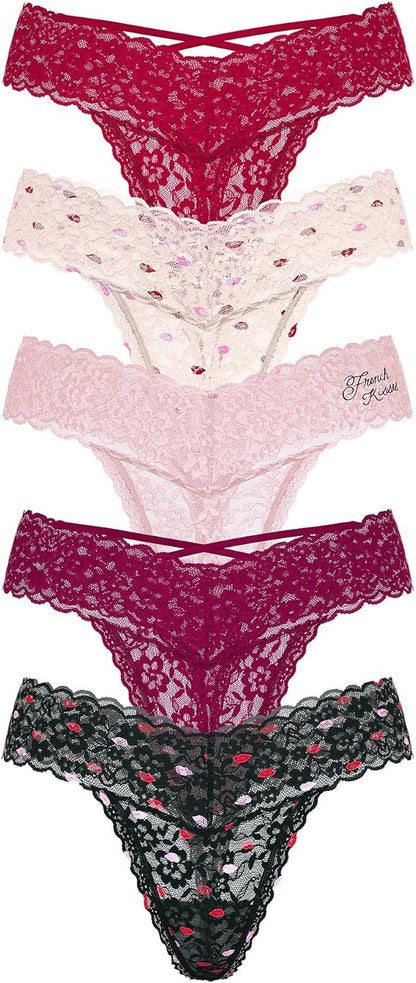 Victoria's Secret Women's Lace Thong Underwear, Panties for Women, Multi Pack (XS-XXL)