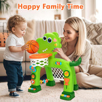 Toddler Basketball Hoop & Soccer Goal, Baby Toys for 1 2 3 Year Old Boys Girls, Kids Sports Toy with Light Sound Music, Dinosaur Toys for 12-16-18 Months, Christmas Birthday Gifts for Ages 1-3