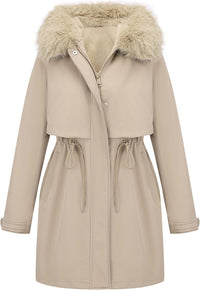RISISSIDA Women Winter Parka Puffy Coat,Puffer Jacket with Long Fur Collar Hooded,Thicken Warm Bubble Overcoat for Deep Cold
