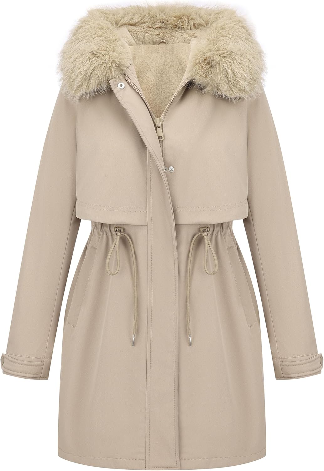 RISISSIDA Women Winter Parka Puffy Coat,Puffer Jacket with Long Fur Collar Hooded,Thicken Warm Bubble Overcoat for Deep Cold