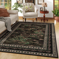 Rugcomf 4x6 Rug for Bedroom Impressionist-Style Vintage Washable Rugs Non Slip Low Pile Small Carpet for Bedside Kids Room Office Dining Room, Green