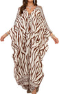 Women Kaftan Dresses Plus Size V-Neck Batwing Sleeves Beach Cover Up 2025 Summer Floral Print Caftan Dress