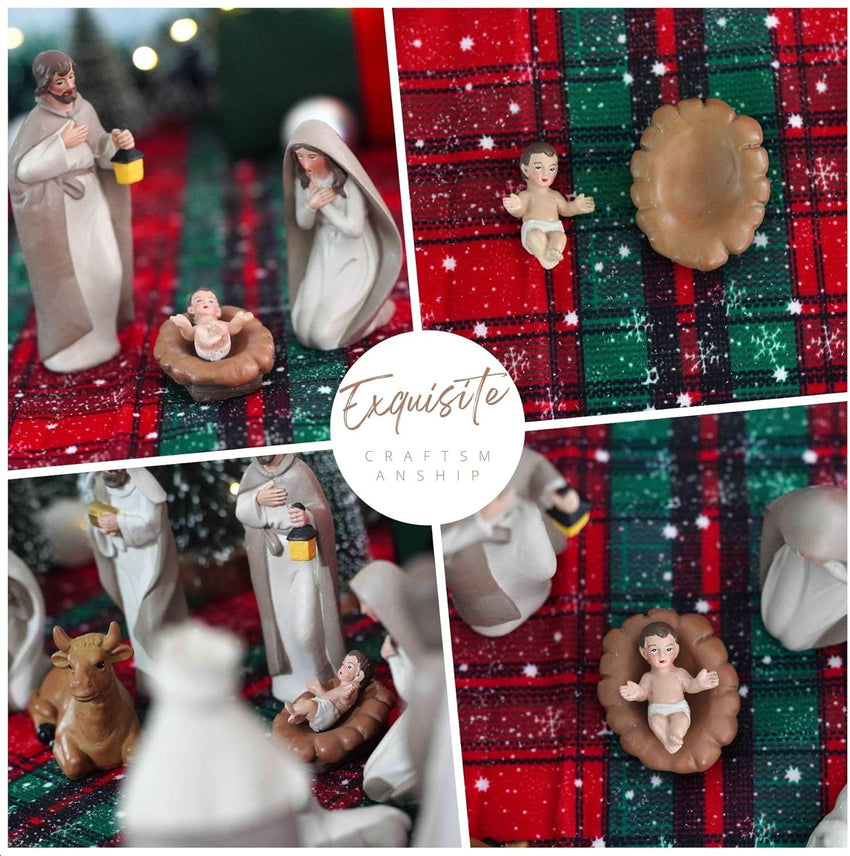10-Piece Christmas Nativity Set – Nativity Scene with Manger, Holy Family & Animals, Hand-Painted Resin Indoor Holiday Display