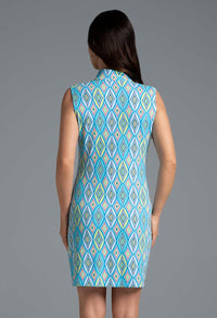 IBKUL Athleisure Wear Sun Protective UPF 50+ Icefil Cooling Romina Print Sleeveless Mock Dress - 58931