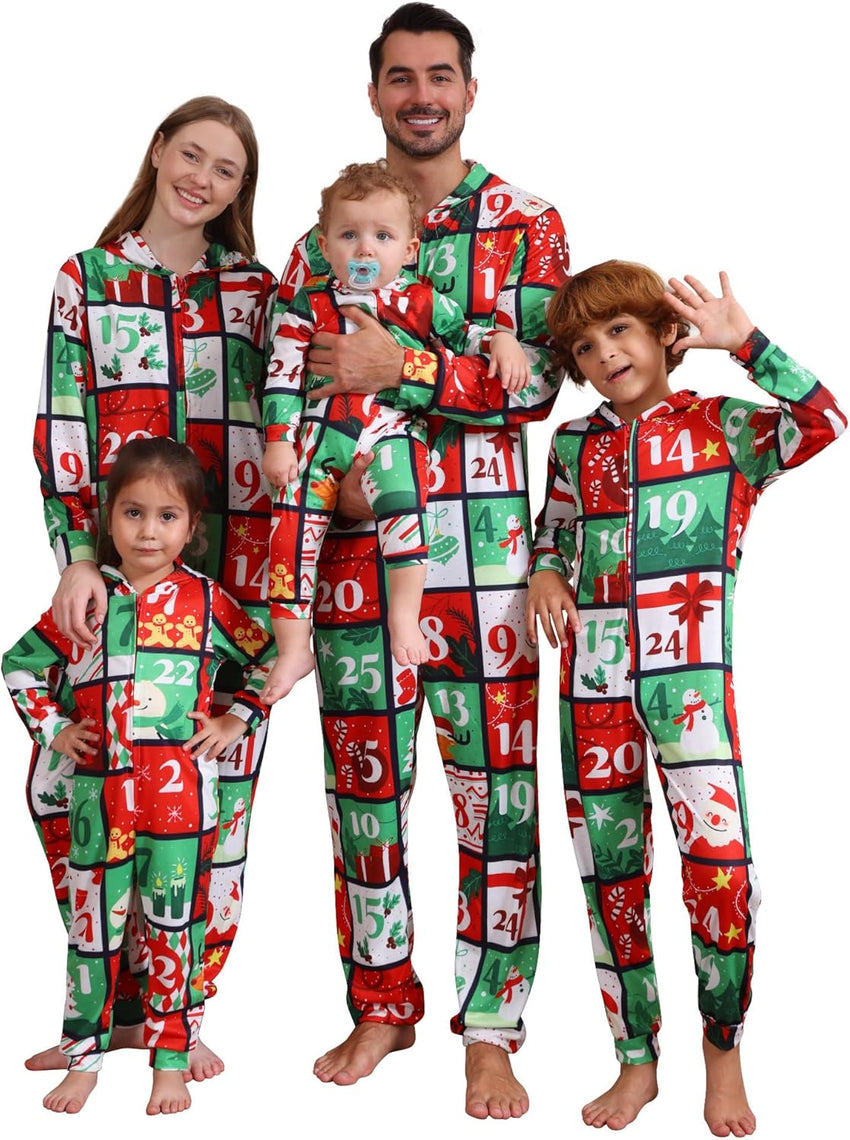 Adisputent Christmas Pajamas for Family Matching Cute Long Sleeve Couples Soft Sleepwear One Piece Funny Christmas Pjs Sets