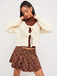 CIDER Striped Sweater Women V Neck Tie Front Knit Cardigan Oversized Trendy Sweaters for Women Fall