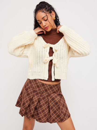 CIDER Striped Sweater Women V Neck Tie Front Knit Cardigan Oversized Trendy Sweaters for Women Fall