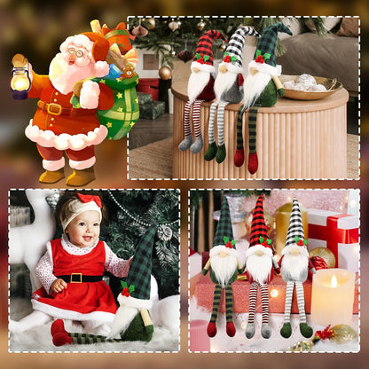 3Pcs Christmas Gnomes Plush - Xmas Gnomes Santa Scandinavian Tomte Ornaments - Buffalo Check Plaid Christmas Doll - Xmas Decorations for Home, Office, Indoor for Women, Gnomes Lovers