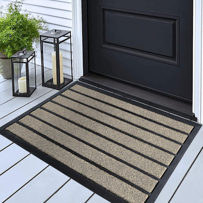 ubdyo Extra Durable Door Mat - Dirt Trapping Outdoor Welcome Mats - Non-Slip Outdoor Indoor Entrance - Low Profile Front Doormat (30" x 17", Bright Brown)