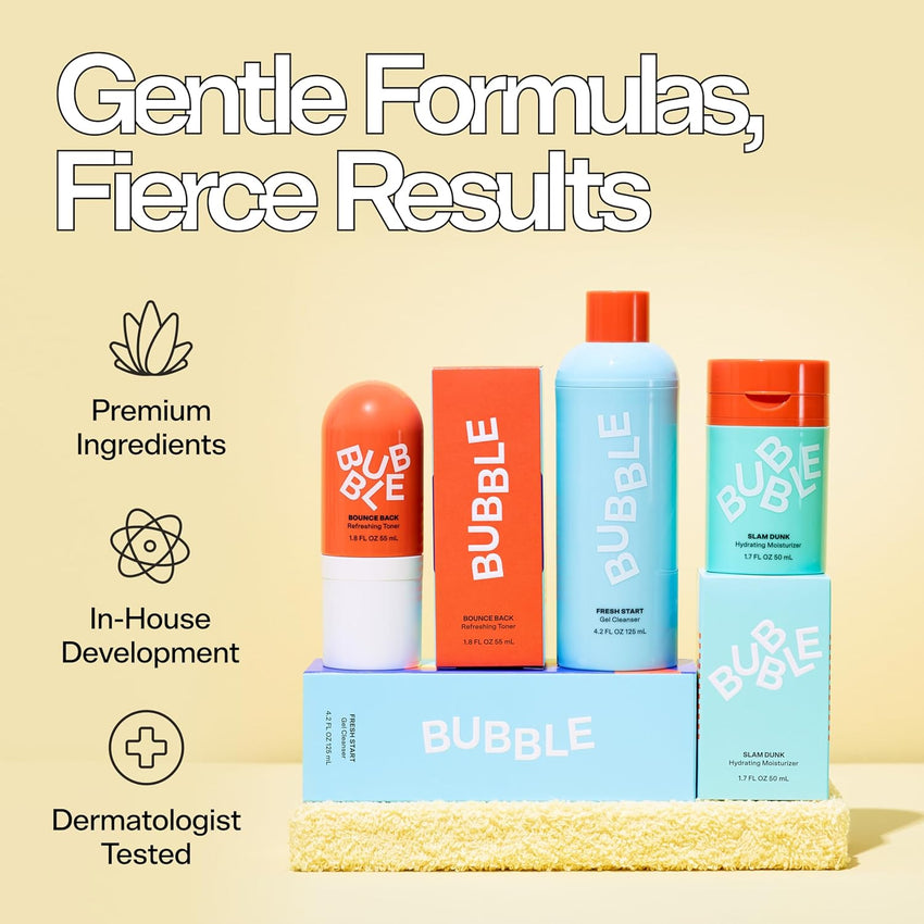 Bubble Skincare Slam Dunk Bundle - Hydrating Face Cream for Dry Skin Made with Vitamin E + Aloe Vera Juice for a Glowing Complexion - Skin Care with Blue Light Protection (50ml + 10ml, 2 Count)