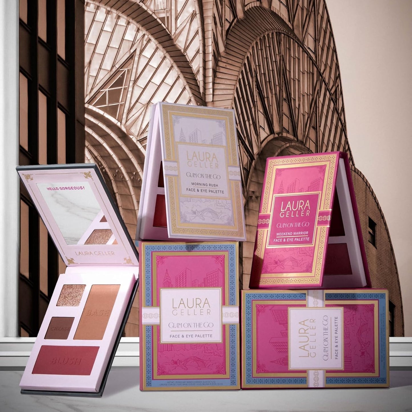 LAURA GELLER NEW YORK Glam On the Go Eyeshadow & Blush Palettes - Each Set Includes Three Palettes - Ready for Gifting - Easy to Use Makeup for Mature Skin