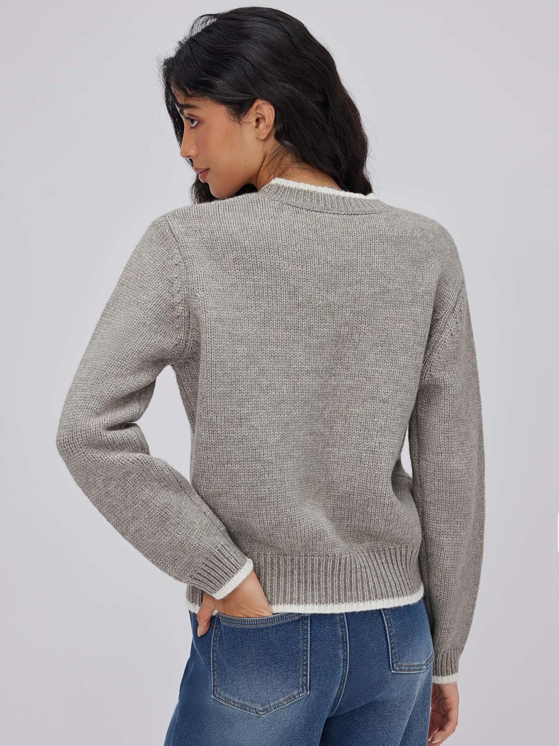 CIDER Women's Fall Sweaters Long Sleeve Cute Sweaters Bear Graphic Crewneck Soft Knit Casual Cropped Pullover