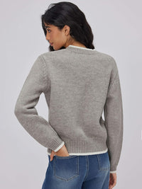 CIDER Women's Fall Sweaters Long Sleeve Cute Sweaters Bear Graphic Crewneck Soft Knit Casual Cropped Pullover