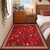 Rugcomf Christmas 3x5 Rug – Red Santa Claus Area Rug, Machine Washable Non-Slip Low Pile Holiday Carpet for Bedroom, Entryway, Bathroom, Kitchen, Bedside, Kids Room