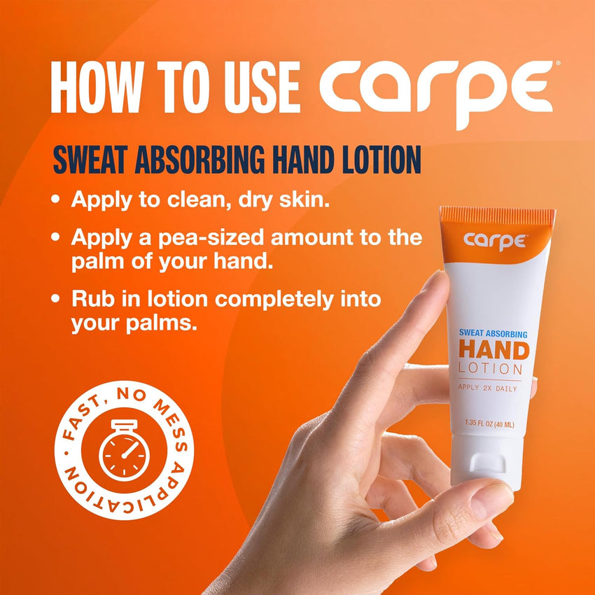 Carpe Sweat Absorbing Hand Lotion, A dermatologist-recommended smooth lotion that helps stop hand sweat, Great for hyperhidrosis (Original Eucalyptus)
