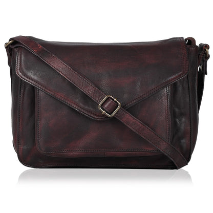 Leather Flapover Crossbody Handbag Purse for Women with Adjustable Strap & Overflap Snap Closure Tote/Bag
