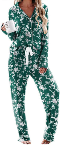 Ekouaer Women's Pajamas Long Sleeve Sleepwear Casual Button Down Loungewear Soft Pjs Set S-XXL