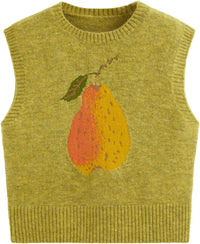 CIDER Women’s Sweater Vest Knit Sleeveless Pear Cute Graphic Sweater Vest Tank Top Fall Outfits