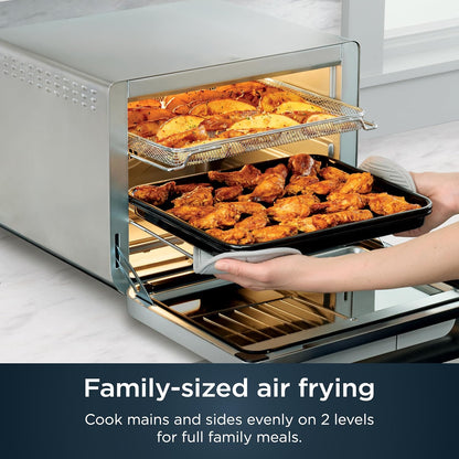 Ninja Air Fryer & Toaster Oven | Prestige Smart XL Countertop Oven | Bakes up to 20 Cookies, Fits up to a 12lb Turkey | Pizza, Toast, Bake, Air Fry & Reheat | 1800 Watts | Stainless Steel | DT501