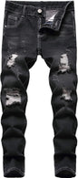 Boy's Skinny Fit Ripped Destroyed Distressed Stretch Slim Jeans Pants
