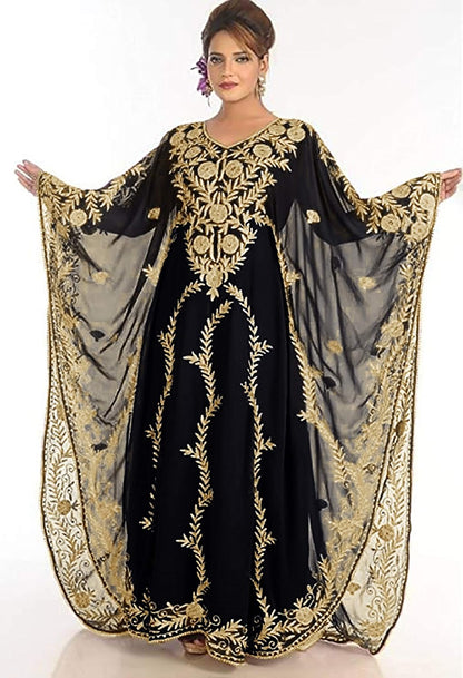 Women Kaftan Farasha Long Maxi Dress Long Sleeves Ethnic, Bridal, Evening, Party, Dress Free Size