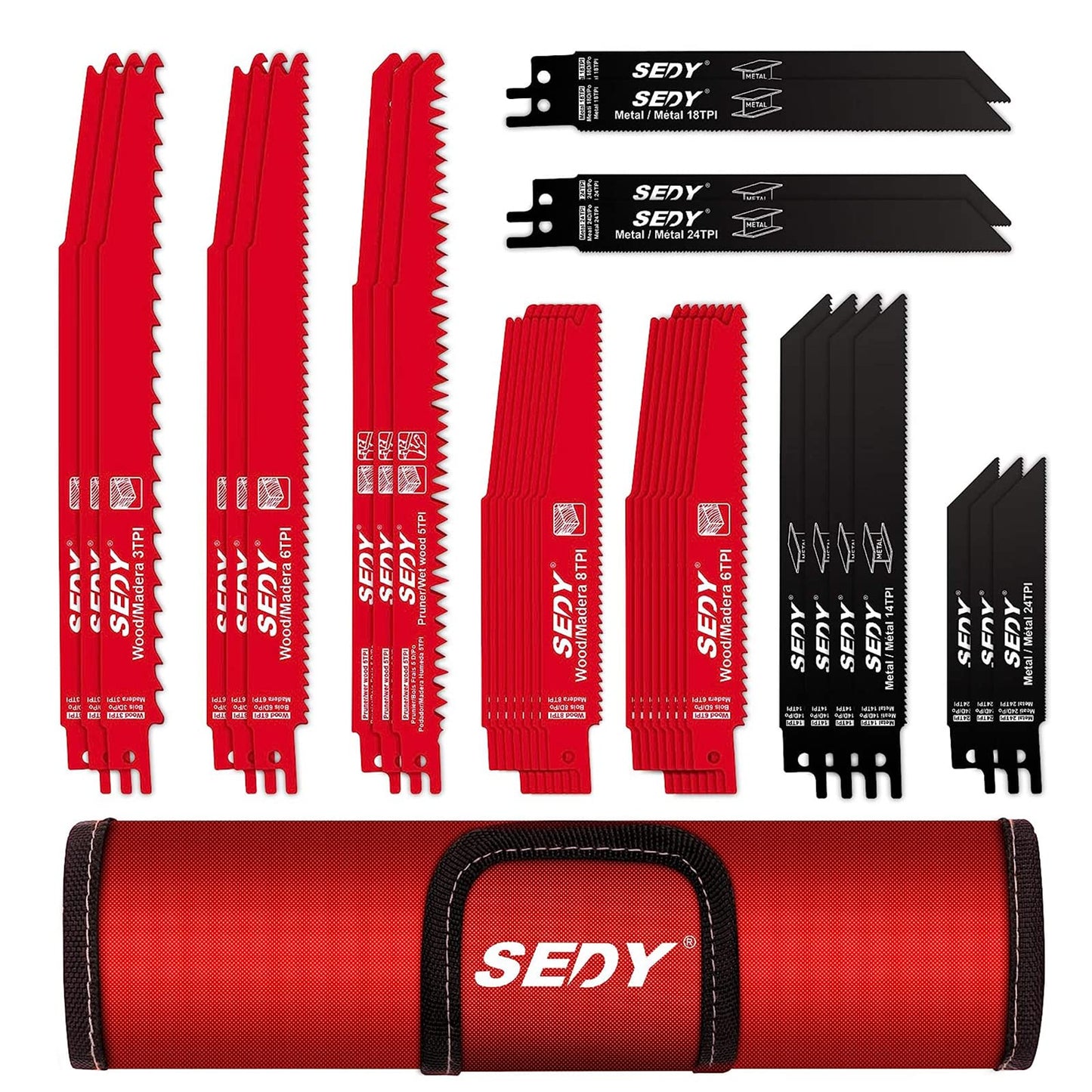 36-Piece Ultimate Reciprocating Saw Blade Set - Premium Saw Blades, Durable Wood & Metal Cutting Blades with Storage Pouch, Long-Lasting Pruning Blades
