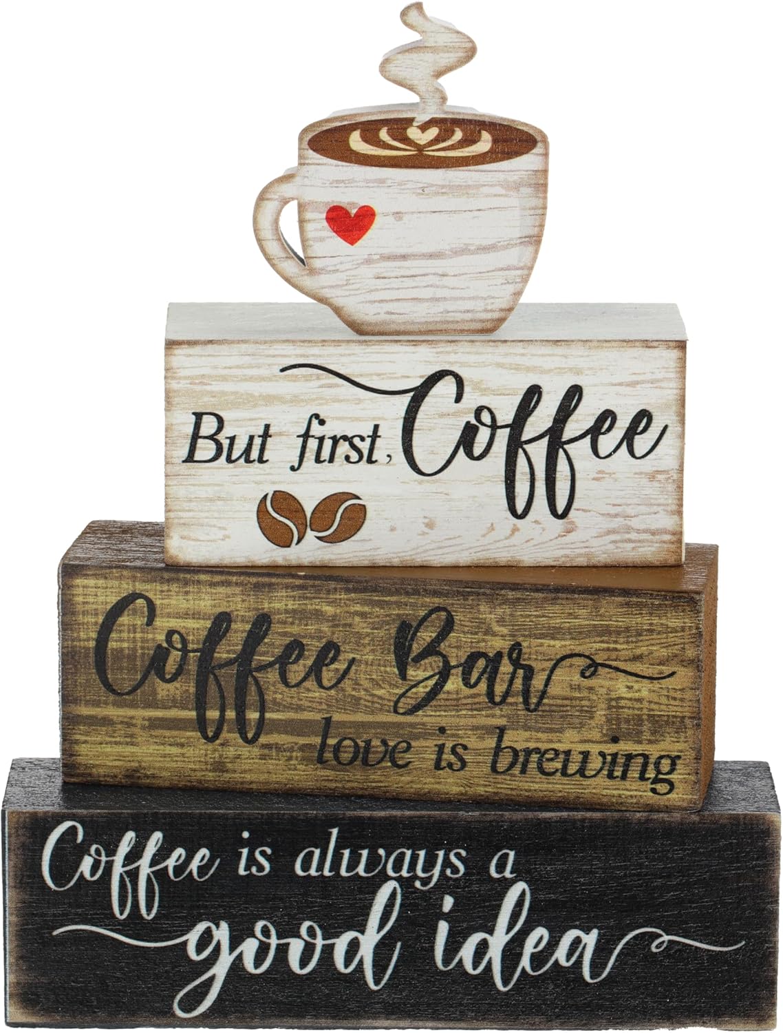 4 Pcs Christmas Table Decor Wooden Hot Cocoa Decoration Christmas Centerpiece Winter Tiered Tray Decor Decorative Red Hot Cocoa Block Signs Gift Farmhouse Xmas Decoration for Home Kitchen