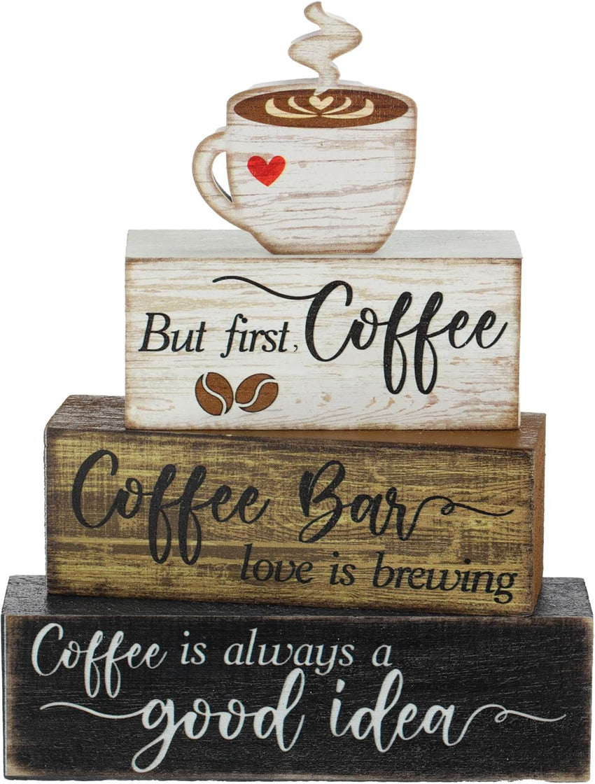 4 Pcs Christmas Table Decor Wooden Hot Cocoa Decoration Christmas Centerpiece Winter Tiered Tray Decor Decorative Red Hot Cocoa Block Signs Gift Farmhouse Xmas Decoration for Home Kitchen