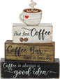 4 Pcs Christmas Table Decor Wooden Hot Cocoa Decoration Christmas Centerpiece Winter Tiered Tray Decor Decorative Red Hot Cocoa Block Signs Gift Farmhouse Xmas Decoration for Home Kitchen