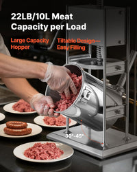 VEVOR Manual Sausage Stuffer, 22 LBS / 10 L Vertical Meat Stuffer, Dual-Speed Sausage Casing Meat Filling Machine, Stainless Steel Heavy Duty Filler with 5 Stuffing Tubes, for Commercial & Home Use