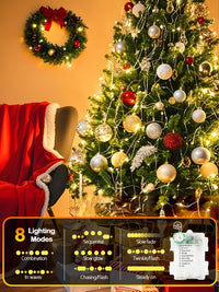 4 Pack 100 LED Fairy Lights Battery Operated with Remote, 33FT Waterproof Twinkle Lights with Timer & 8 Modes, Fairy String Light Outdoor Indoor for Bedroom Classroom DIY Christmas Decor (Warm White)