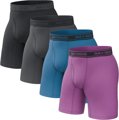 Pair of Thieves Men’s Long Boxer Briefs – Soft, Breathable, Quick Dry Underwear with 4-Way Stretch – Multi-Pack