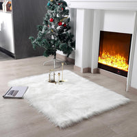 Faux Fur Rug Sheepskin Shag Fluffy Fuzzy White 2x6 ft Runner Rugs for Bedroom Bedside Bed Floor Living Room Plush High-Density Cushion Carpet Super Sofa Cover