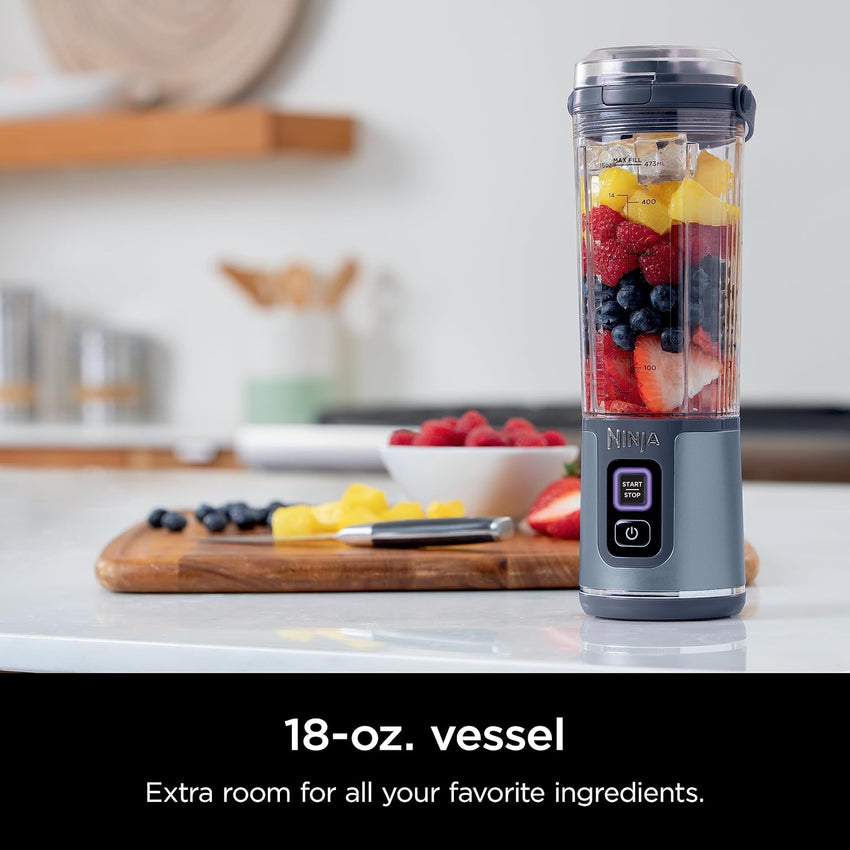 Ninja BC151NV Blast Portable Blender, Cordless, 18oz. Vessel, Personal Blender-for Shakes & Smoothies, BPA Free, Leakproof-Lid & Sip Spout, USB-C Rechargeable, Dishwasher Safe, Denim Blue (Renewed)