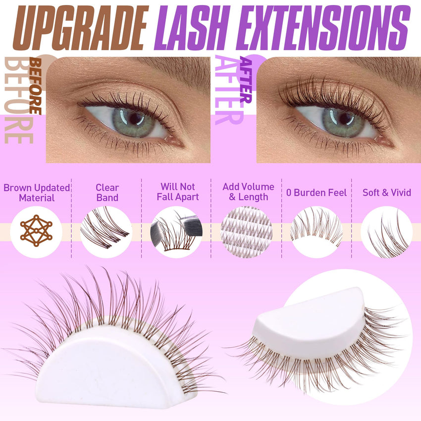 Pawotence Lash Extension Kit DIY 280pcs Lash Clusters Eyelash Extension Kit, 9-16mm 30D 40D Individual Lashes Kit with Lash Bond and Seal, Lash Tweezers for Self Use (30D&40D, 0.07D, 9-16mm, Kit)