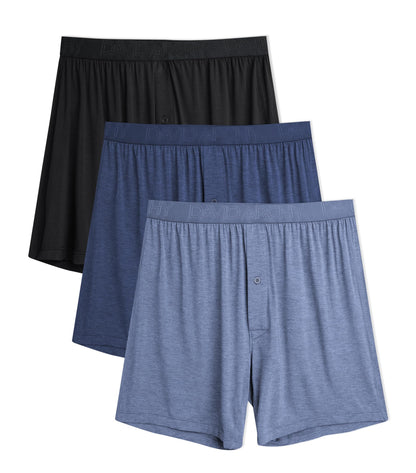 DAVID ARCHY Mens Boxers Soft Rayon Made from Bamboo Boxers for Men Pack Loose Underwear Cooling Mens Boxer Shorts