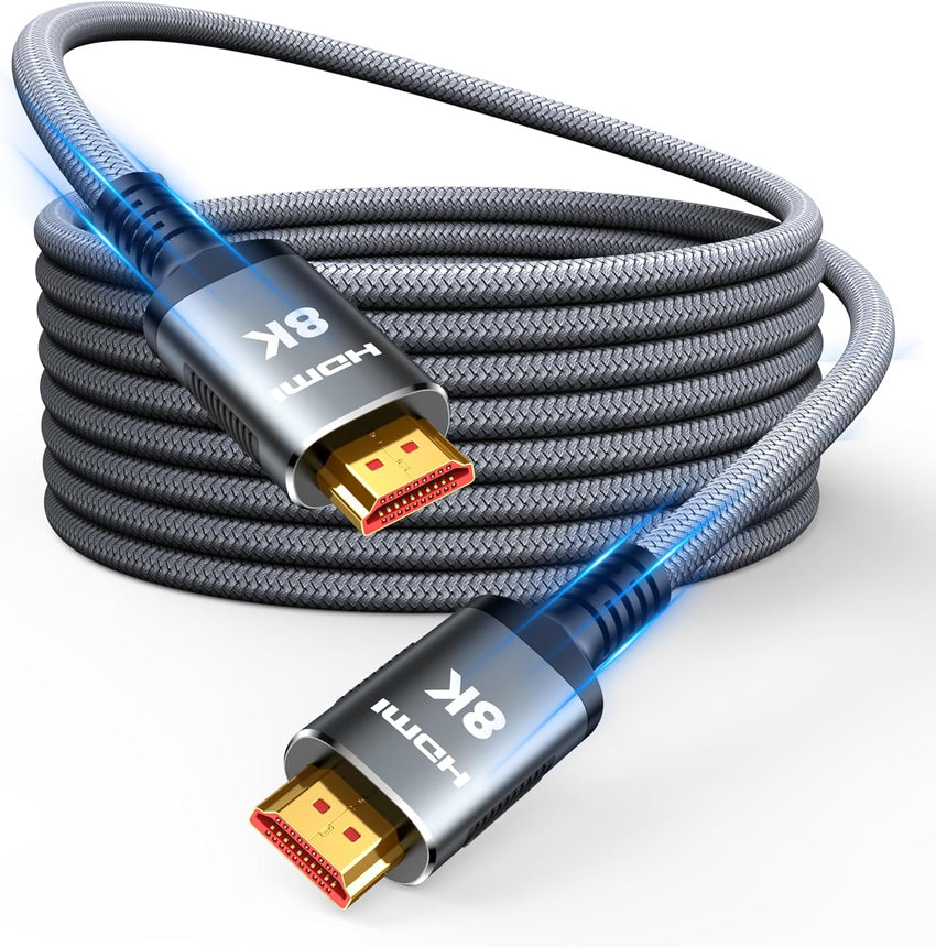 Snowkids 8K HDMI Cable 6.6 ft, Non-Slip Nylon Braided, 48Gbps Ultra High-Speed HDMI Cables Cord, 10K 8K@60Hz, 4K@120Hz Compatible for TV/PS-5/X-box/Projector/Sound System & More