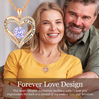 CDE Forever Love Heart Necklaces for Women, Wedding Anniversary, Valentine's，Birthday Mothers Christmas Day Gifts for Mom, Mother, Wife, S925 Silver Jewelry with Birthstone Pendant