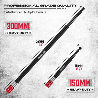 5-Piece 2", 4", 6", 12", 17" Extra Long Magnetic Screwdriver Bit Holders, 1/4 Inch Hex Shank Quick Release Extension Adapter, Durable CR-V Steel, Universal Fit for Impact Driver Bits