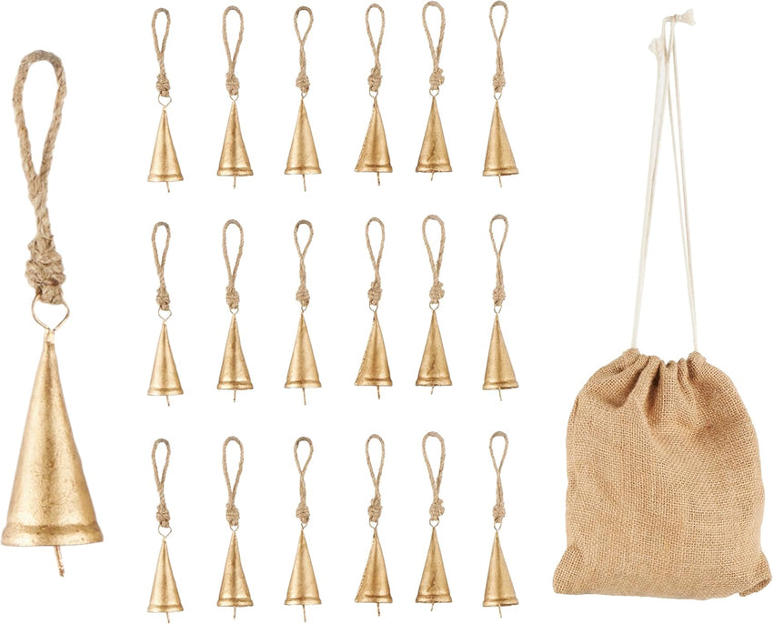 Deco 79 Rustic Metal Cowbell Decorative Bells, 4" x 3" x 29.01", Gold