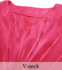 Panegy Women's Shiny Long Dress V-Neck Batwing Sleeve Kaftan Dress Solid Ethnic Maxi Robe