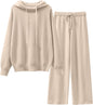 ANRABESS Women 2 Piece Outfits Sweater Sets Loose Long Sleeve Hoodies Knit Pullover Wide Leg Pants 2025 Fall Lounge Sweatsuit