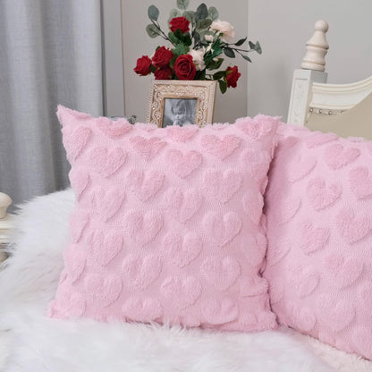 GEEORY Christmas Pillow Covers 18x18 Inch Set of 2, Christmas Decorations Xmas Tree Soft Plush Fluffy Faux Fur Decorative Throw Pillows Rustic Winter Decor Cushion Case Beige Brown GC034-18
